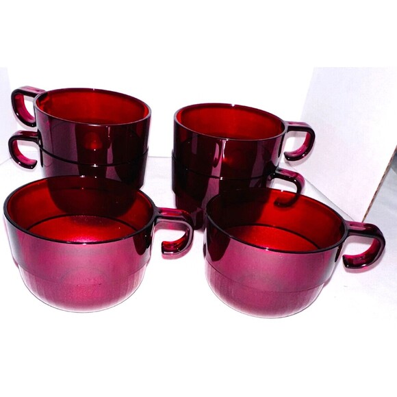 Tupperware Red Acrylic Preludio Cups Punch Coffee Tea Party Set 6 NEW RARE F20 - Picture 1 of 2